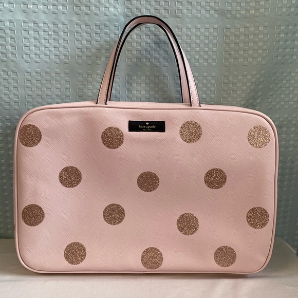 *SOLD*Kate Spade Haven Lane Glitter Polka Dot Giana Travel Cosmetic Case In - Picture 1 of 14